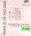 Piranha-Piranha 65 Ton, SN 65081223 with fluid, Press Brake Instructions and Repair Parts Manual 1965-65 Ton-01